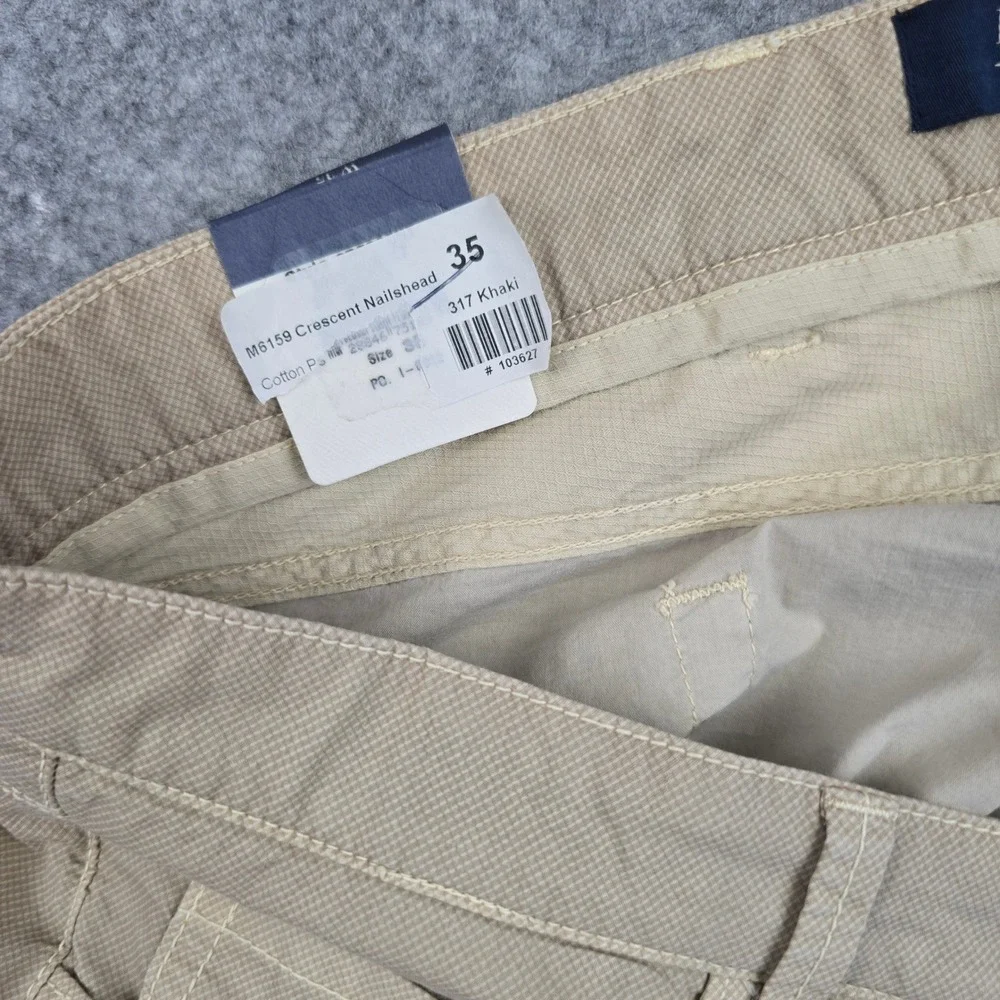 Ballin Crescent Nailshead Pants Mens 35 Khaki Modern Fit Cotton Stretch Trousers